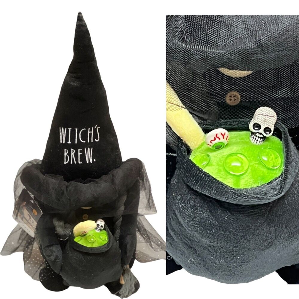 Rae Dunn Greeter WITCH'S BREW Plush HALLOWEEN Décor RARE Potion Skull Hat Trick‎